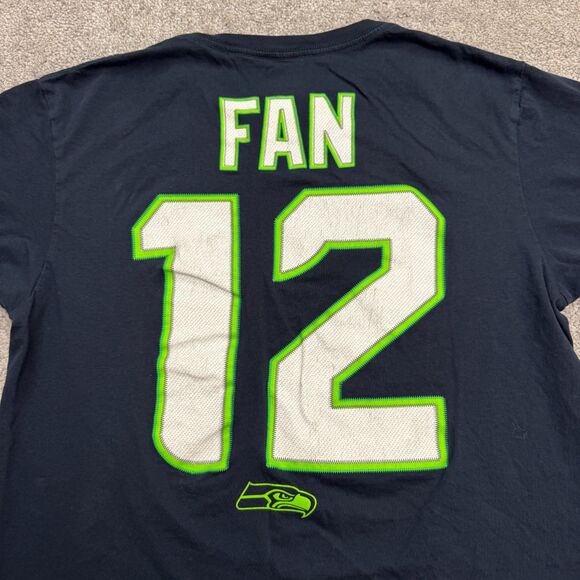 Team Apparel NFL Seattle Seahawks #12 Jersey T- Shirt Mens Medium Blue Fan Tee - Picture 6 of 13